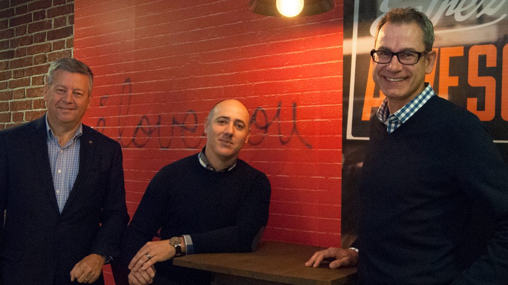 Left to Right: HAWK Marketing CEO and owner Bill Whalen, HAWK Marketing president Jeff Gaudet, Modern Media president David Spriet (Image: submitted)