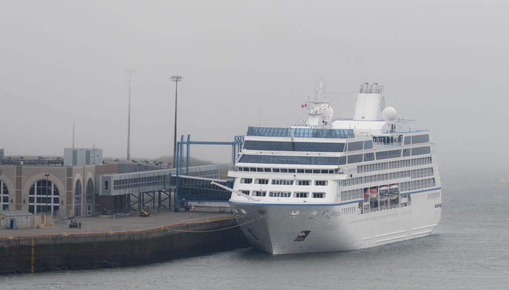 Cruise Ship On A Foggy Day