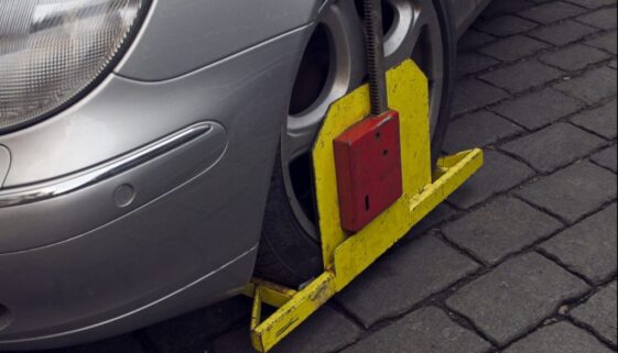 Car that has been wheel clamped