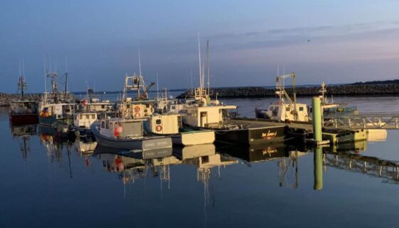 Sipeknekatik First Nation lobster boats at Saulnierville wharf (Acadia News Photo)