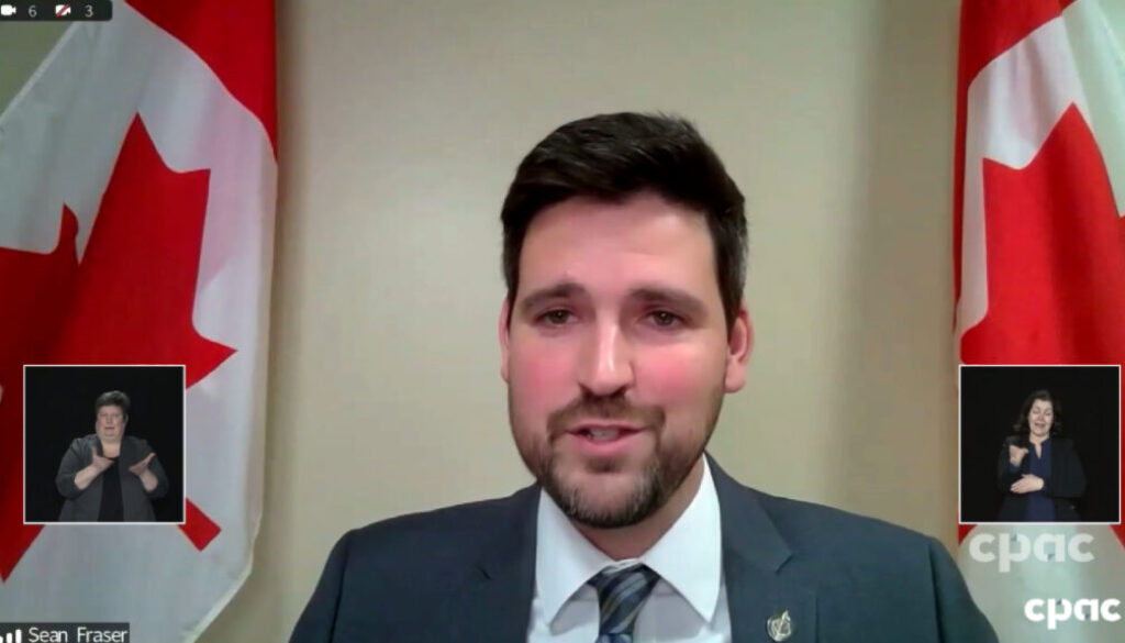 Immigration Minister Sean Fraser makes an announcement on Jan. 17, 2022. (Image CPAC video capture)