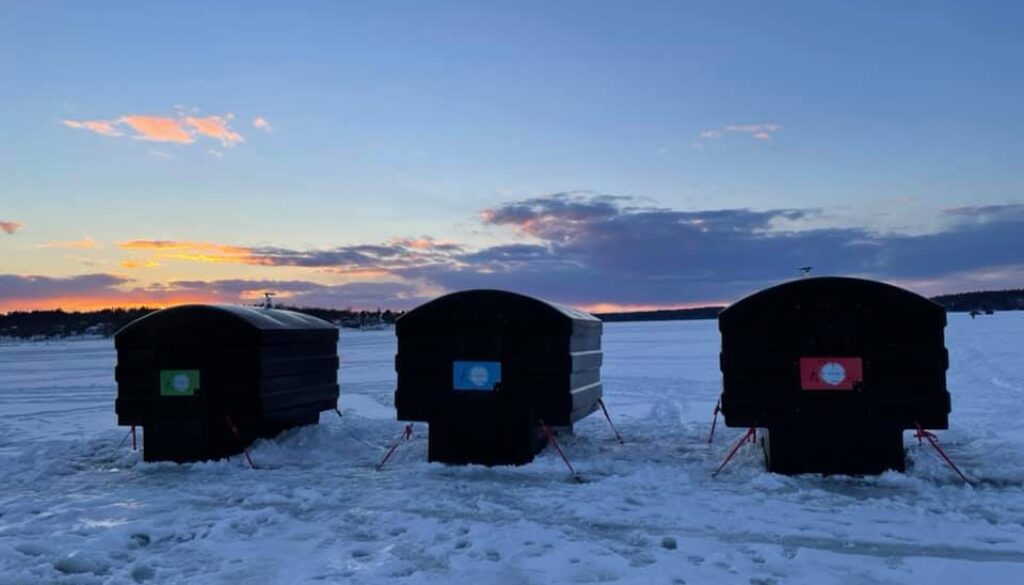 luxury ice fishing shanty