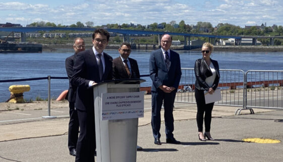Craig Estabrooks, president and CEO of Port Saint John, speaks during an announcement at the port on May 25, 2022. (Image Brad Perry)