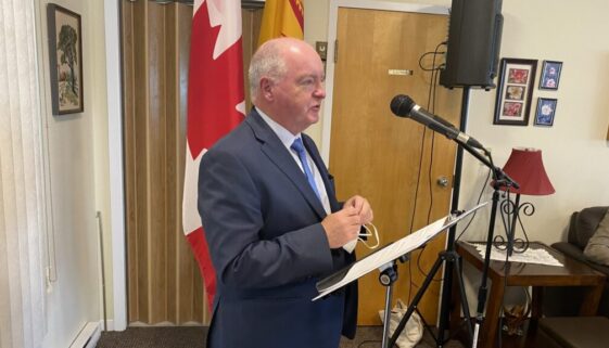 Social Development Minister Bruce Fitch announces funding for affordable housing in Saint John on May 27, 2022. (Image Brad Perry)