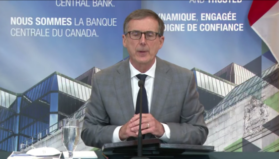Bank of Canada Governor Tiff Macklem addresses the media in Ottawa, Ont., on July 13, 2022. Image YouTube video capture