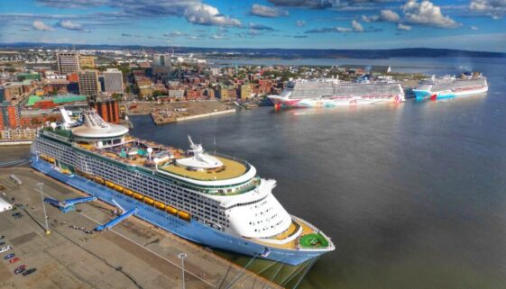 Three cruise ships stop in Saint John during one of the triple ship days in 2022. Image Submitted Port Saint John