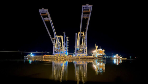 Two new container cranes destined for Saint John are expected to arrive on Friday, Jan. 27. Image Twitter DP World Canada