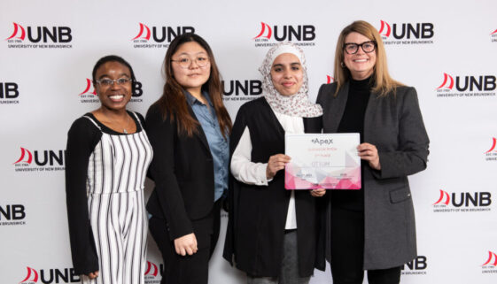 Here’s the photo from left to right Undergraduate first year students Rukeme Akalusi, Skylar Soh, Leen Abu Al-Sha’r . I will ask UNB who the presenter of the award is.