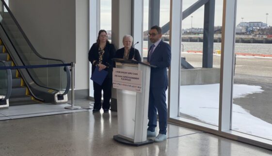 Transport Minister Omar Alghabra announces more than $10 million in federal funding for two projects in Saint John on Feb. 28, 2023. Image Brad Perry